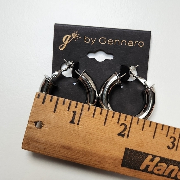 g by Gennaro Chunky Silver Tone Huggie Hoops - Picture 3 of 6